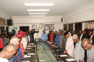 Minister Of Labour Meeting TING WITH PENGASSAN AND DANGOTE REFINERY OFFICIALS