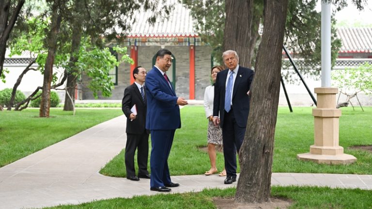 Chinese President Xi Jinping welcomes U.S. President Donald Trump