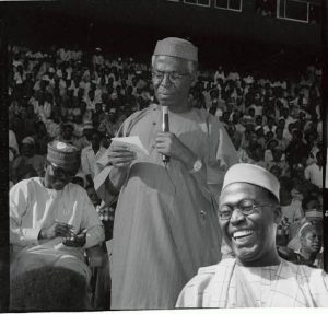 Late Chief Obafemi Awolowo  On political Campaign Trail