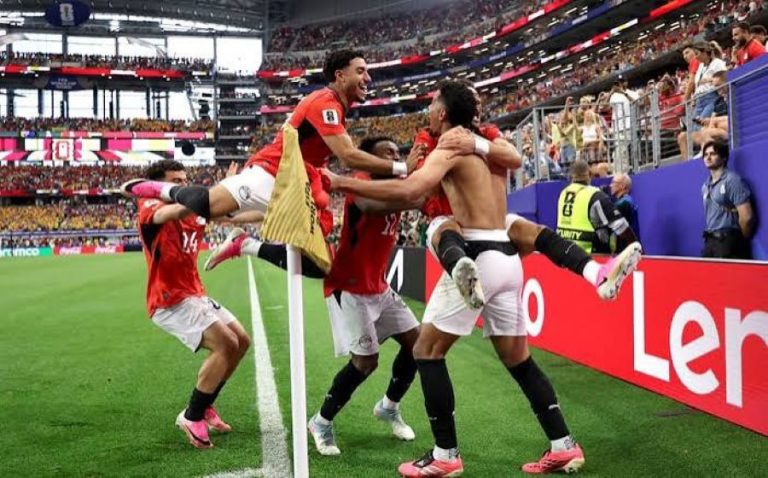 Egyptian team celebrating a goal